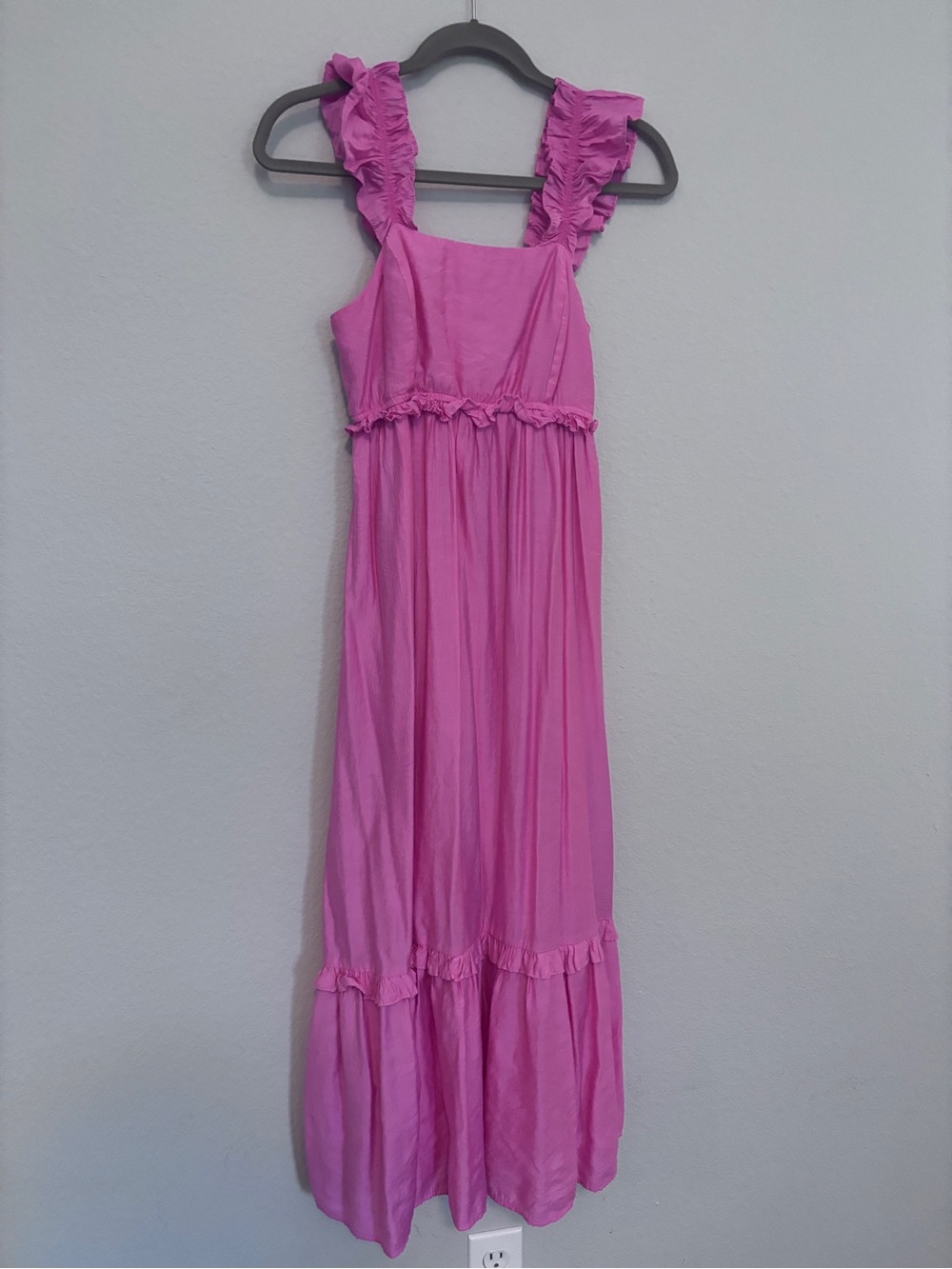 Pink Ruffle-Strap Maxi Dress